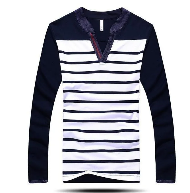 Men's V-Neck Fashion Stripe Shirt