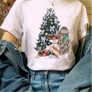 Merry Christmas Women White T-Shirt A