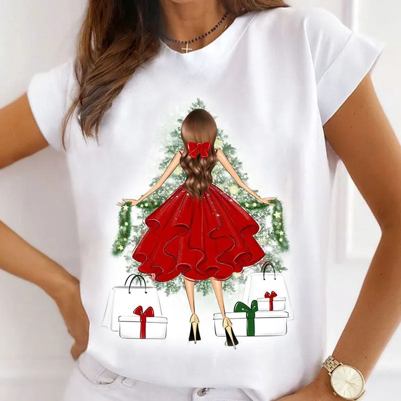 Merry Christmas Women White T-Shirt B