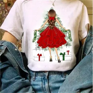 Merry Christmas Women White T-Shirt B