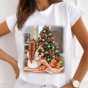 Merry Christmas Women White T-Shirt E