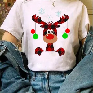 Merry Christmas Women White T-Shirt Q