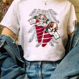 Merry Christmas Women White T-Shirt Z