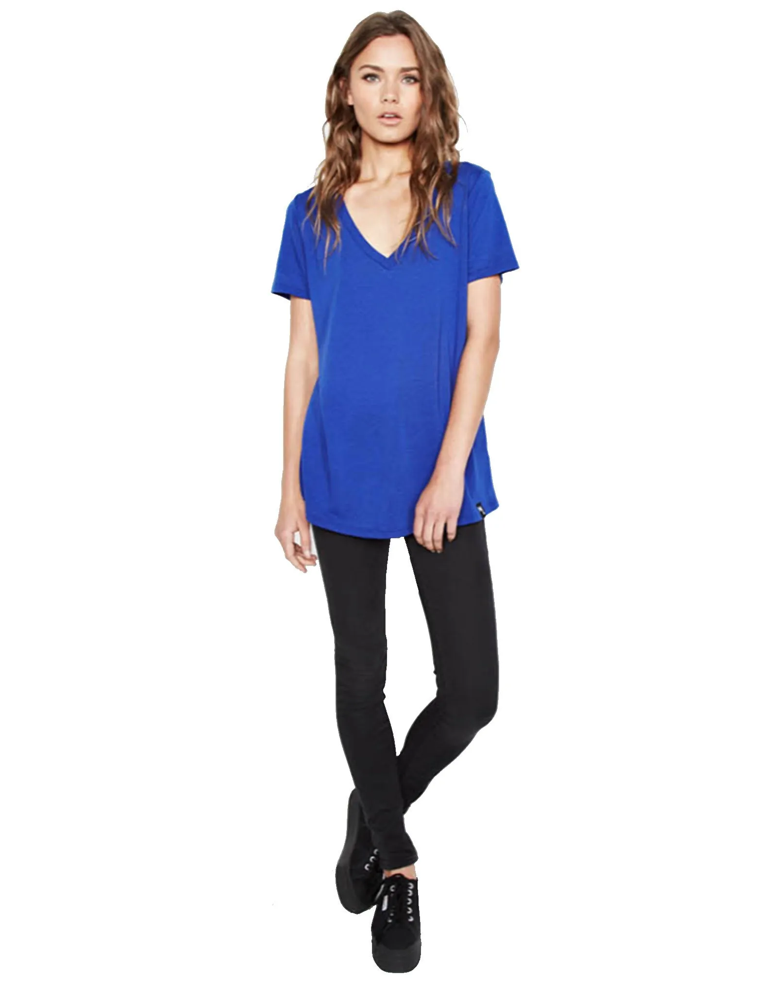 Michael Lauren Apollo V-Neck Tee in Moonstone