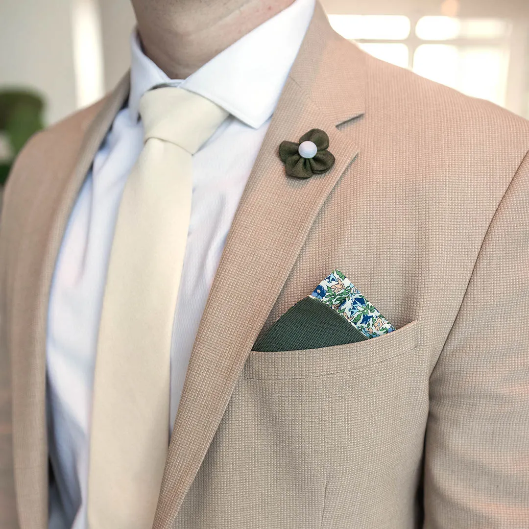 Microsuede Canary Ivory Tie Set
