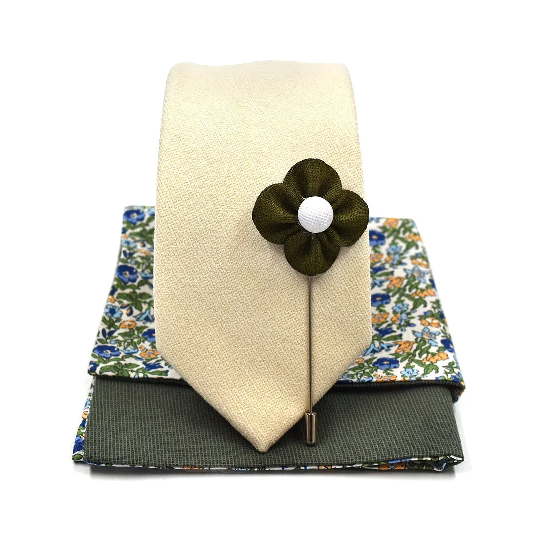 Microsuede Canary Ivory Tie Set