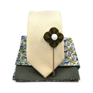 Microsuede Canary Ivory Tie Set