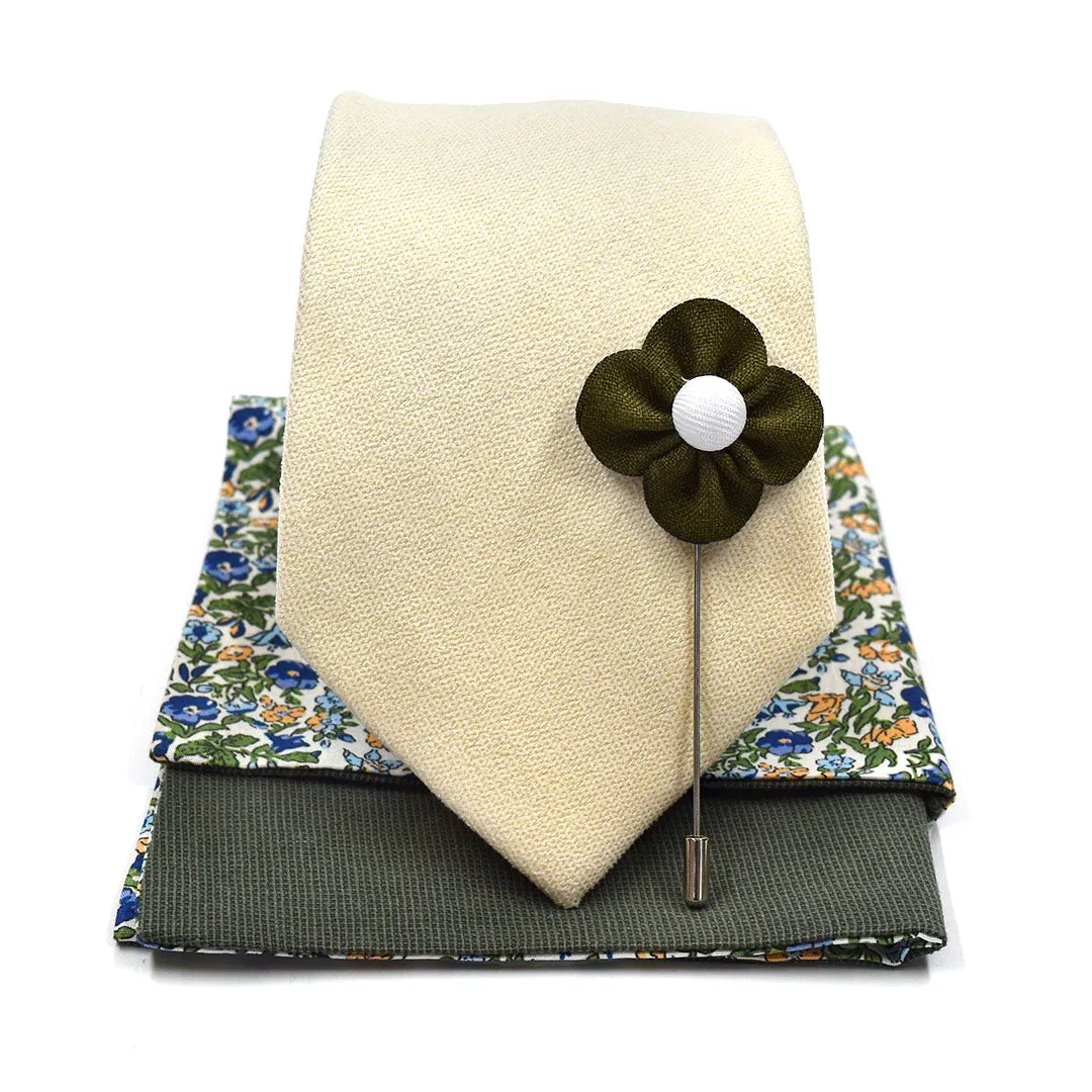 Microsuede Canary Ivory Tie Set