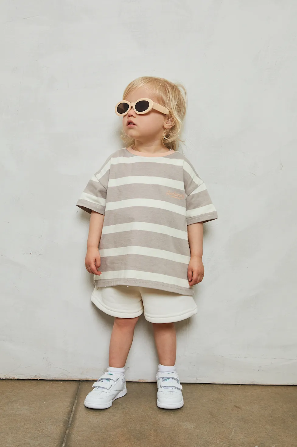 Mini soulmates stripe t-shirt in taupe
