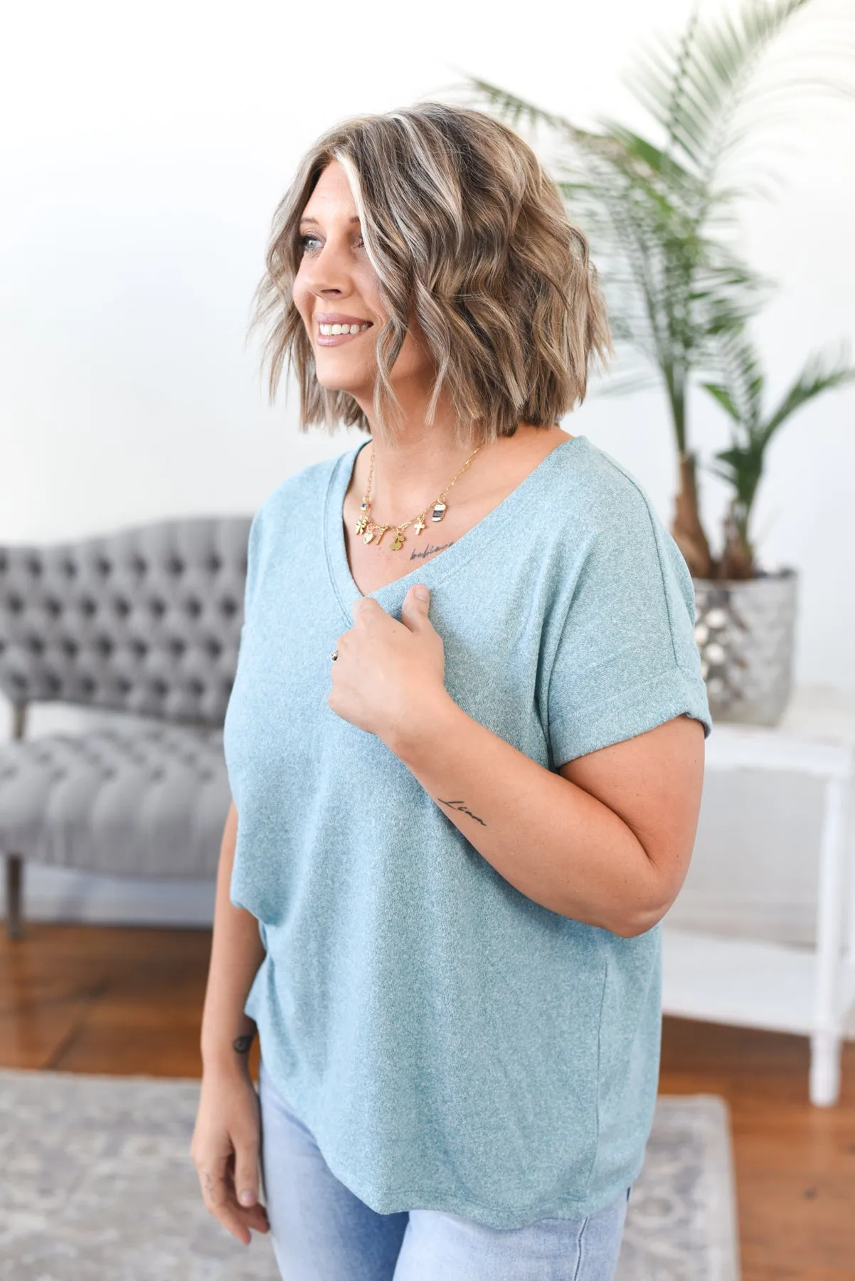 Mirriam Rolled Sleeve Top