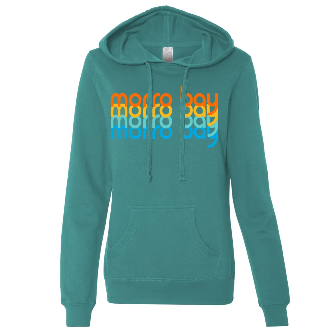 Morro Bay Stacked Ladies Lightweight Fitted Hoodie