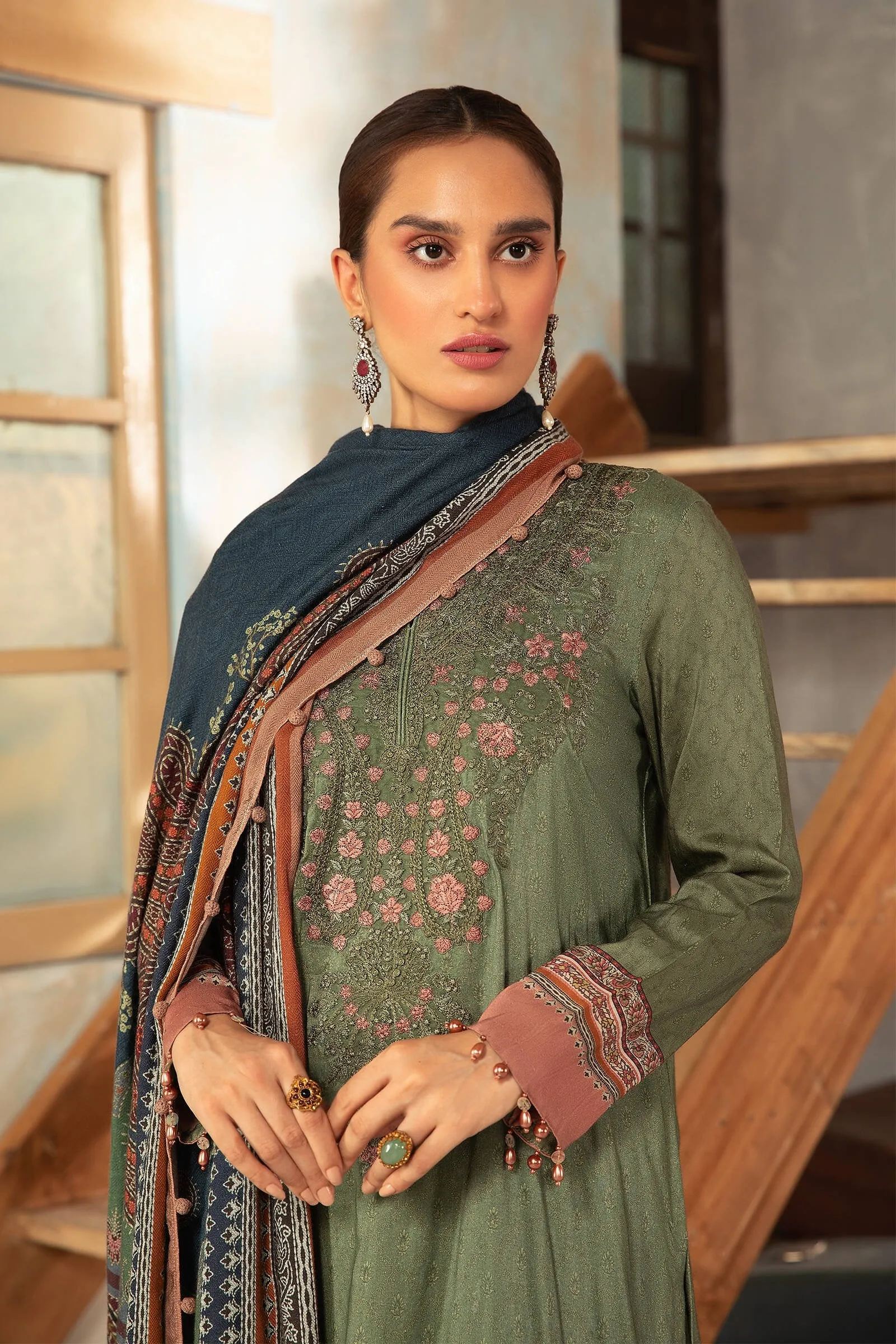 MPT 1205 A | Maria B MPrints Winter Collection 2021 | Unstitched Embroidered Dobby Linen Suits