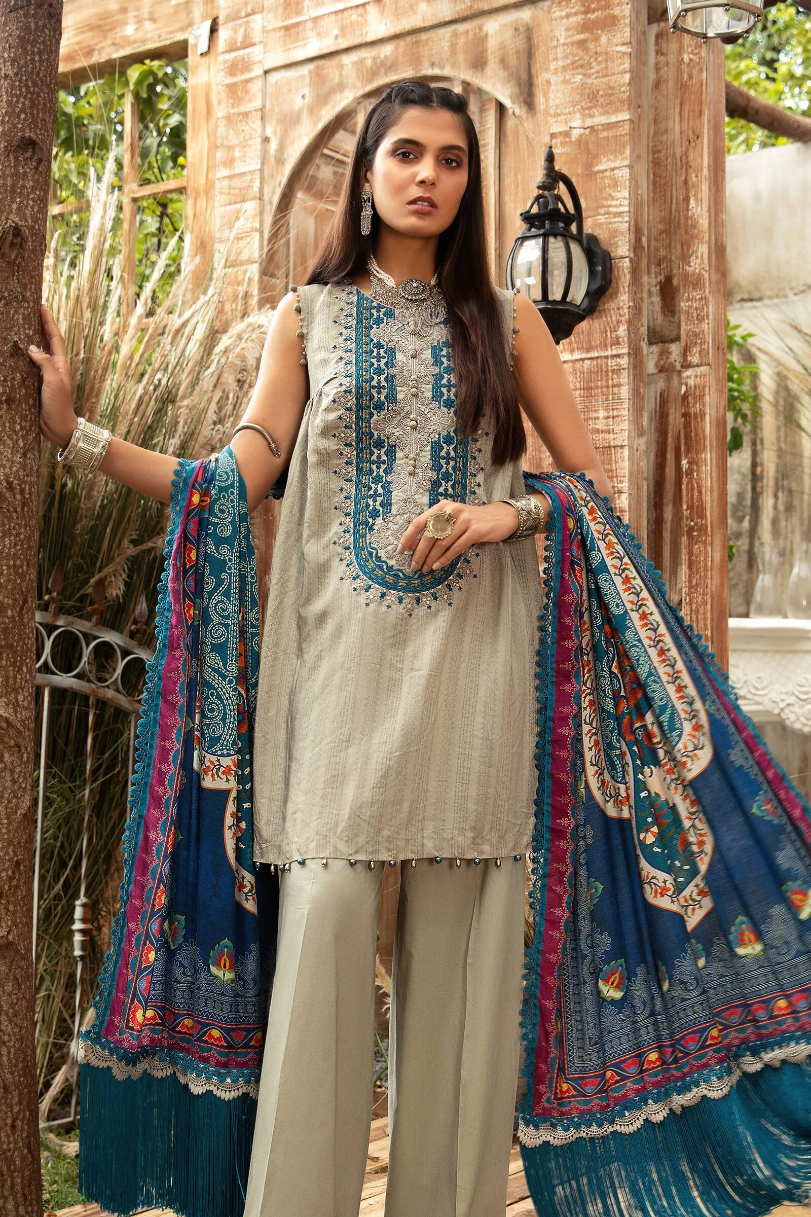 MPT 1207 A | Maria B MPrints Winter Collection 2021 | Unstitched Embroidered Dobby Linen Suits