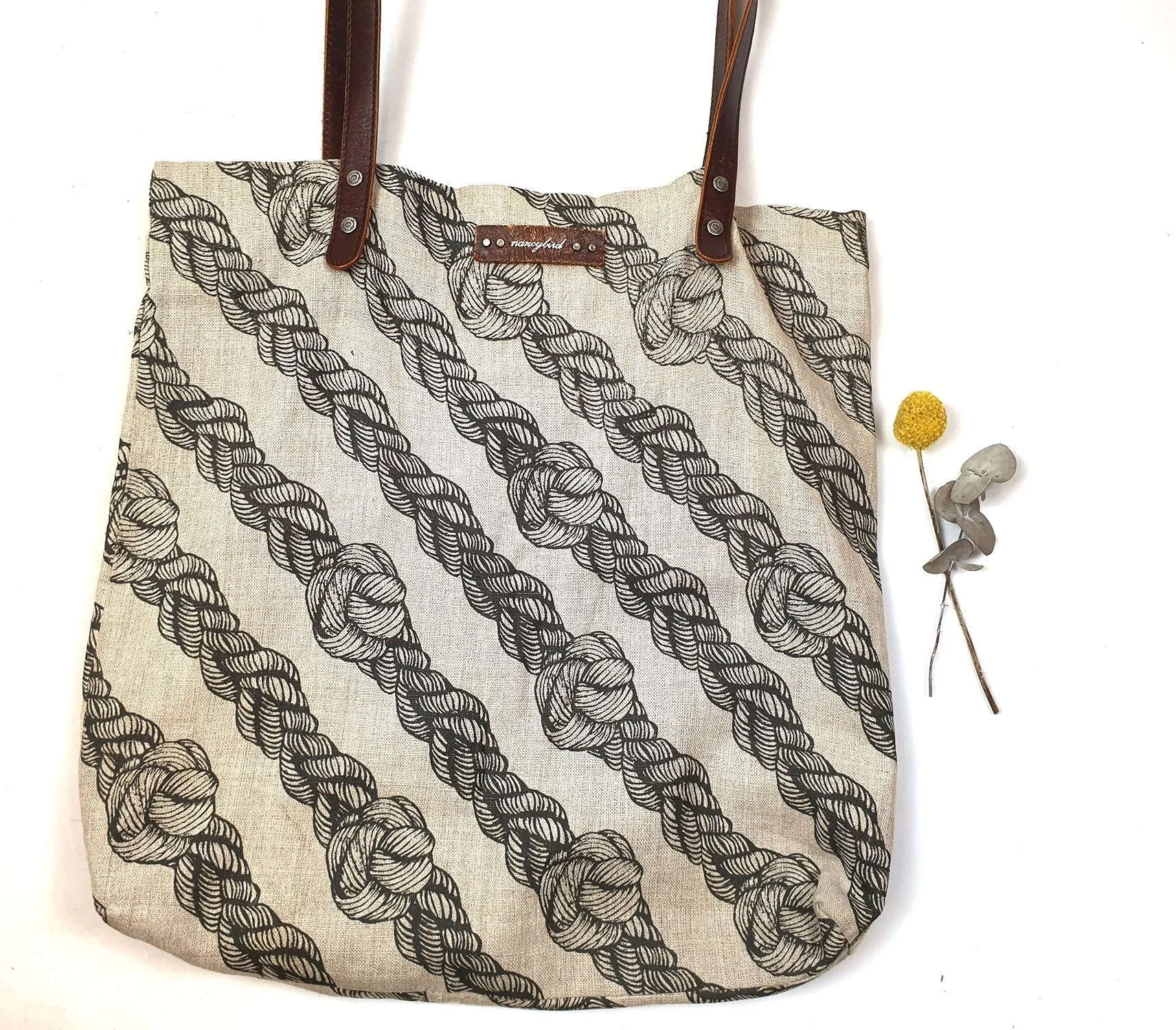 Nancybird linen-leather tote bag
