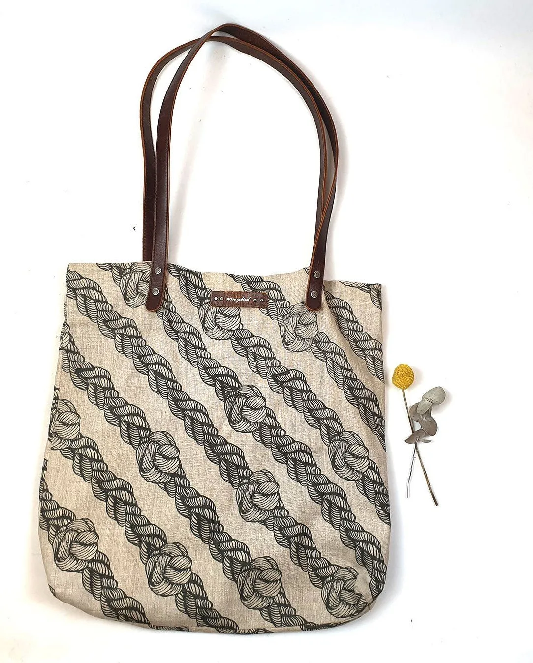 Nancybird linen-leather tote bag