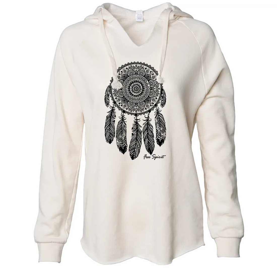 Native American Dreamcatcher Free Spirit Black Women's Soft Hooded Pullover