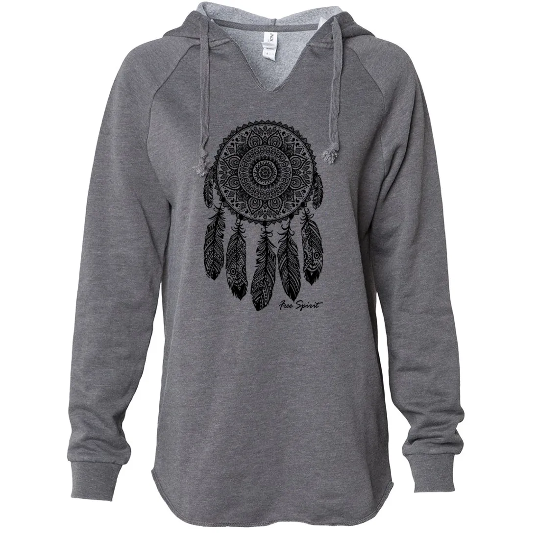 Native American Dreamcatcher Free Spirit Black Women's Soft Hooded Pullover