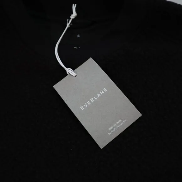 NEW Everlane The ReNew Fleece Oversized Crew Sweatshirt Sherpa Black