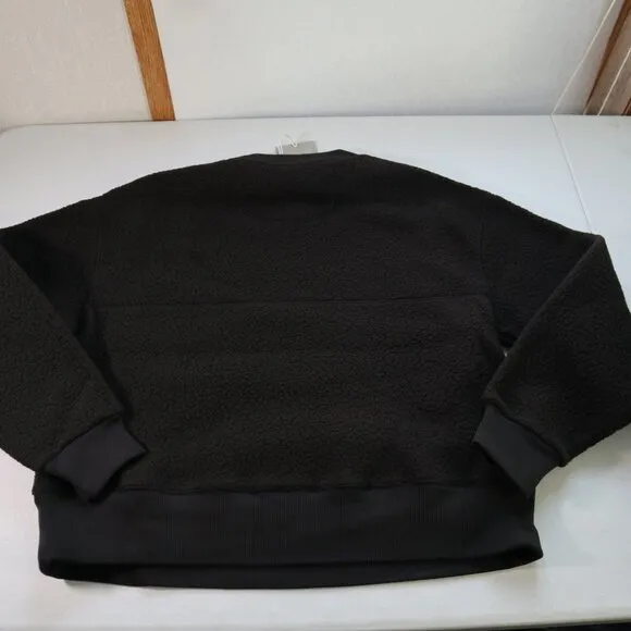 NEW Everlane The ReNew Fleece Oversized Crew Sweatshirt Sherpa Black