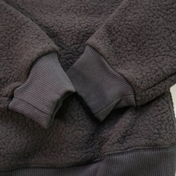 NEW Everlane The ReNew Fleece Oversized Crew Sweatshirt Sherpa Black