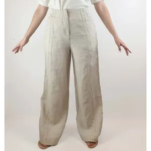 Nude Lucy natural/oat linen mix wide leg pants size S (best fits size 10)