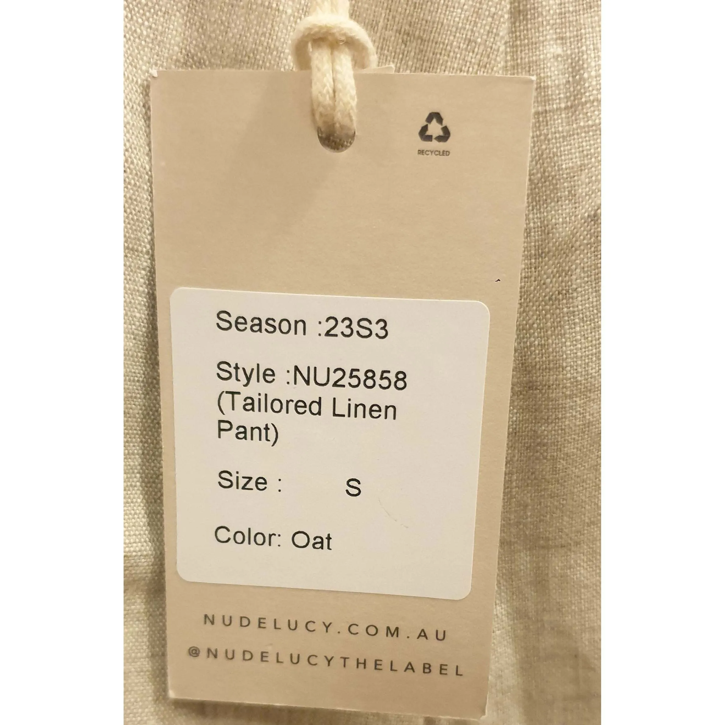 Nude Lucy natural/oat linen mix wide leg pants size S (best fits size 10)
