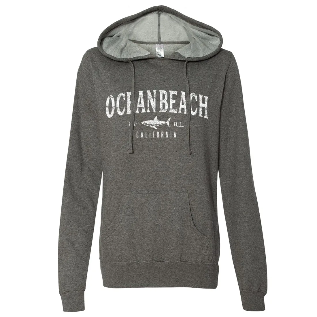 Ocean Beach California Ladies Lightweight Fitted Hoodie