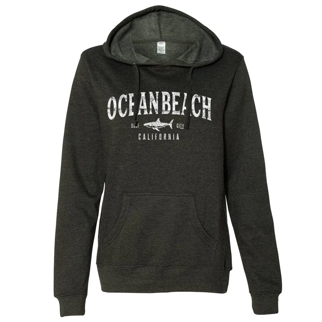 Ocean Beach California Ladies Lightweight Fitted Hoodie