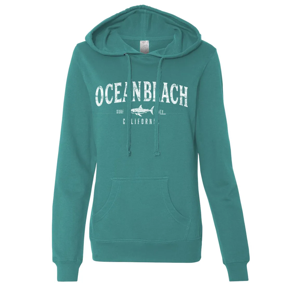 Ocean Beach California Ladies Lightweight Fitted Hoodie