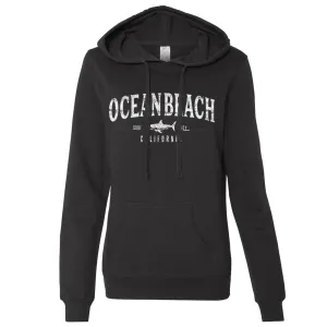 Ocean Beach California Ladies Lightweight Fitted Hoodie