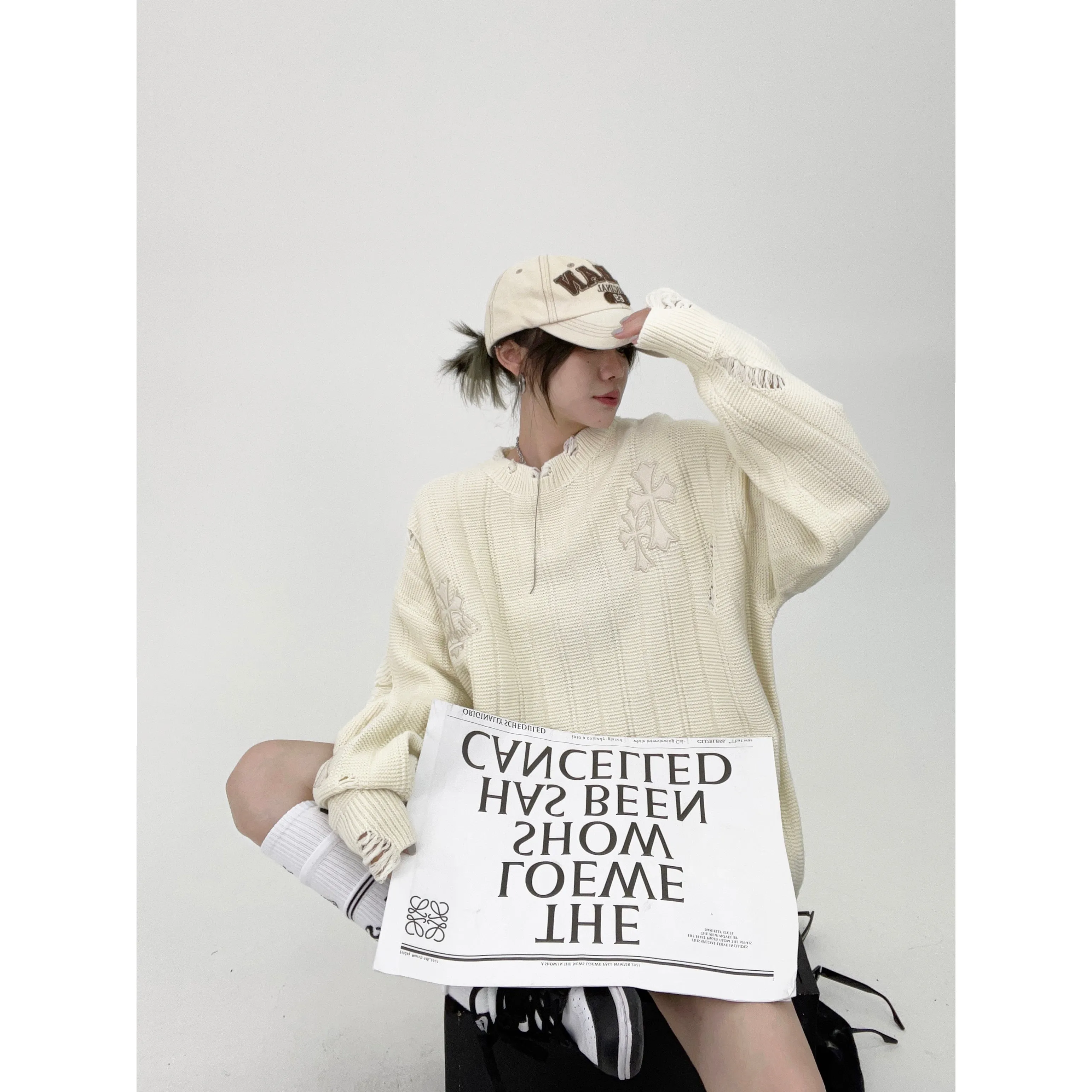 Oversized Casual Knit Sweatshirt
