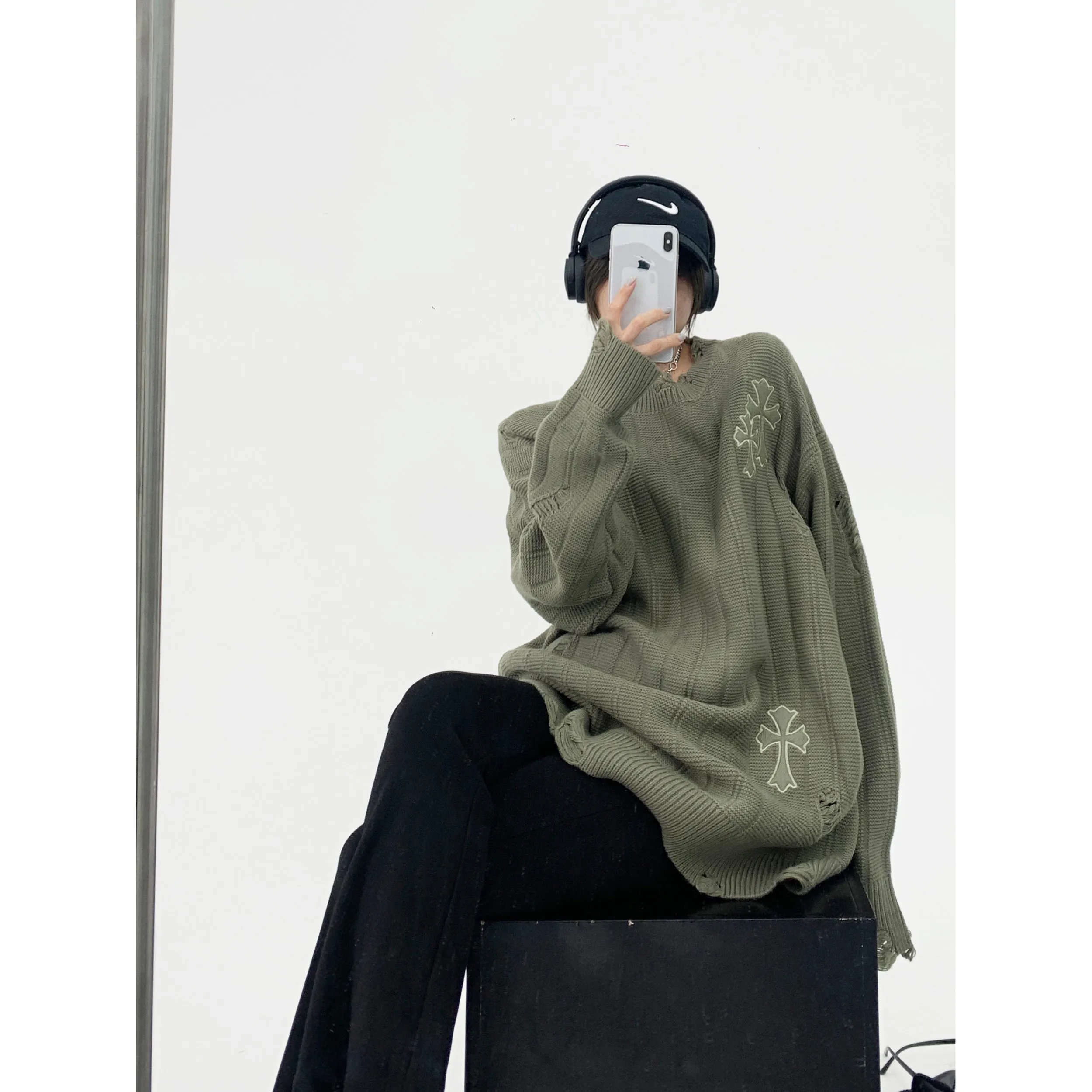 Oversized Casual Knit Sweatshirt