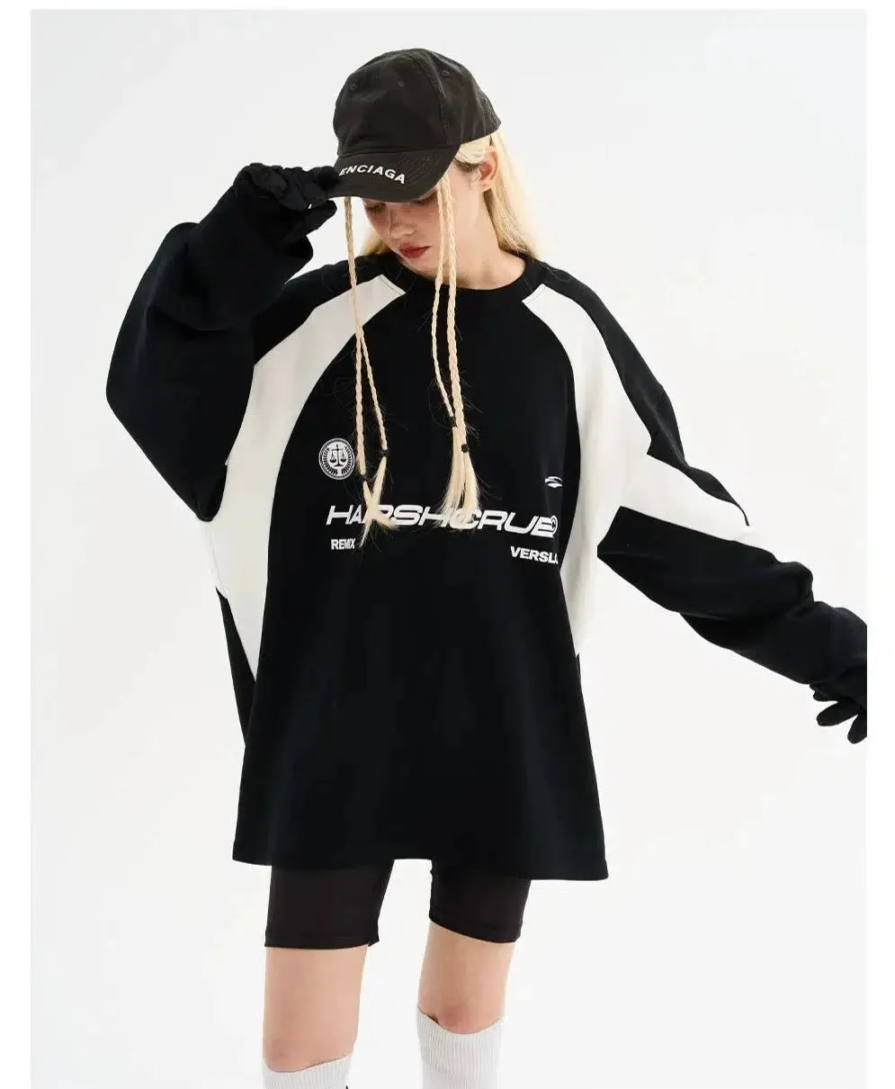 Oversized Colorblock Crewneck Sweatshirt