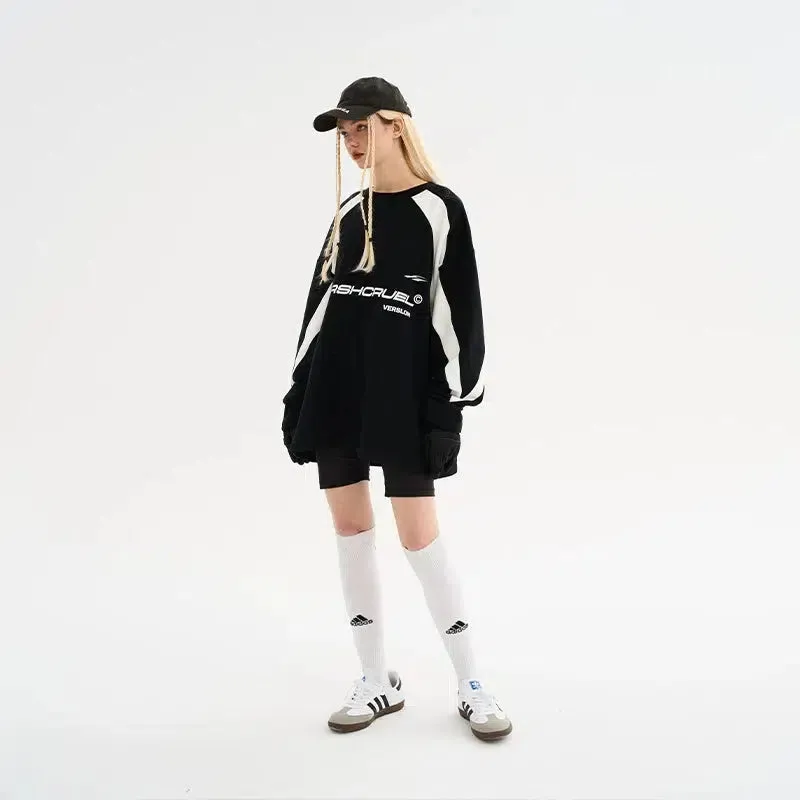 Oversized Colorblock Crewneck Sweatshirt