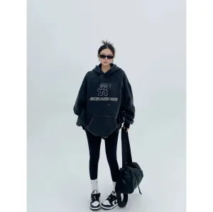 Oversized Embroidery Graphic Hoodie