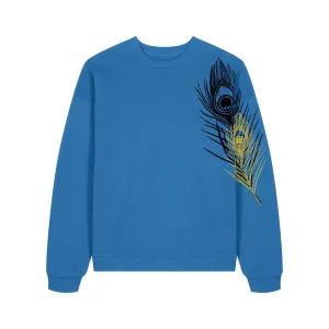 Peacock Oversized Sweatshirt | Black, Gold & Blue