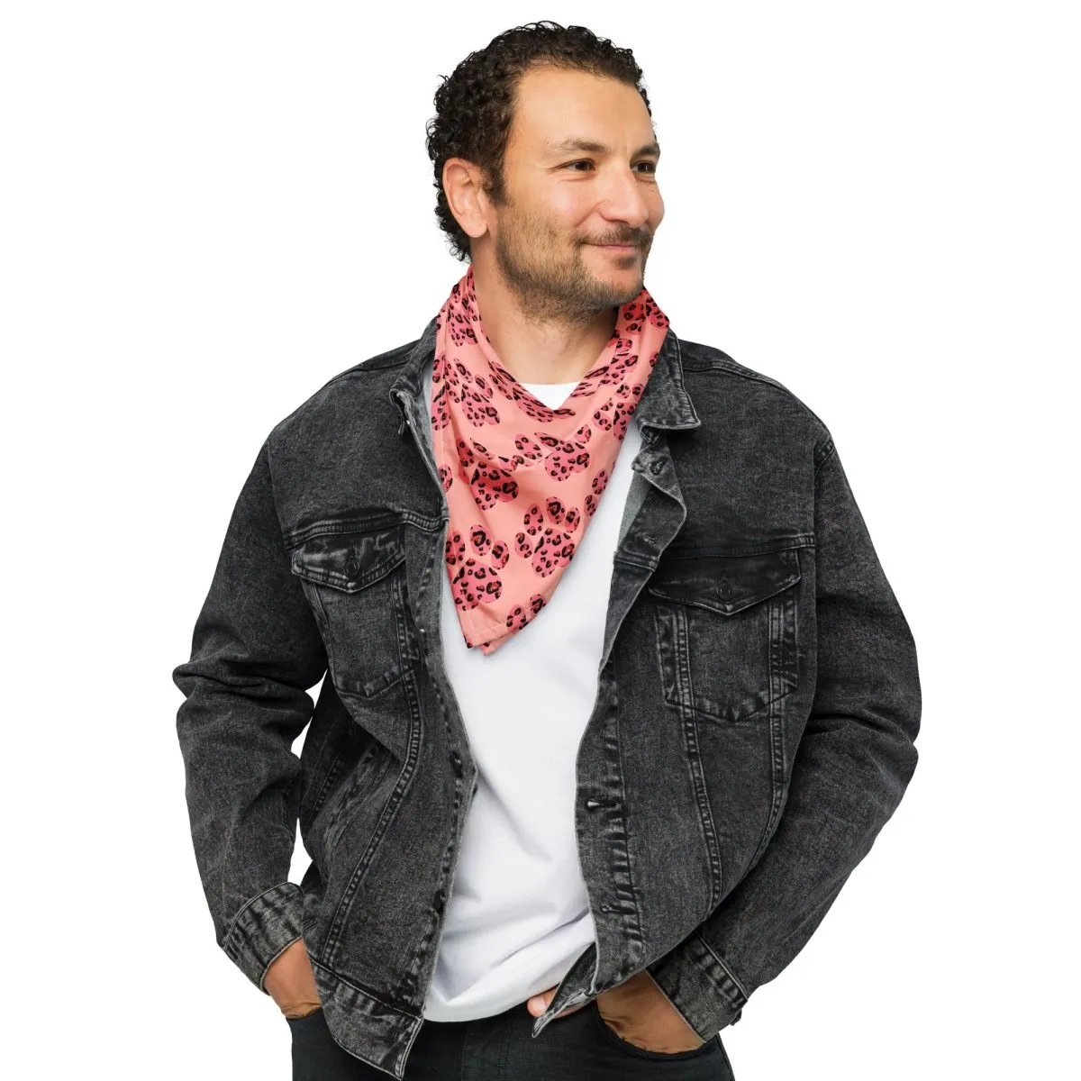 Pink Leopard Print Dog Paw Bandana