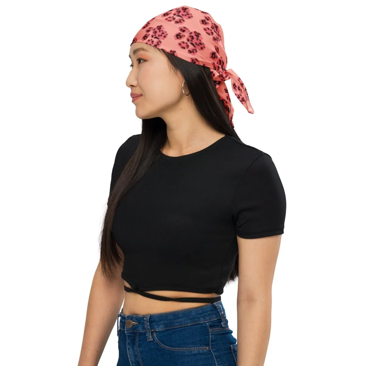 Pink Leopard Print Dog Paw Bandana