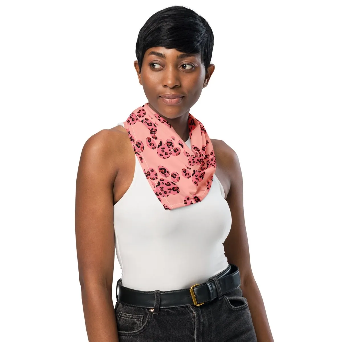 Pink Leopard Print Dog Paw Bandana