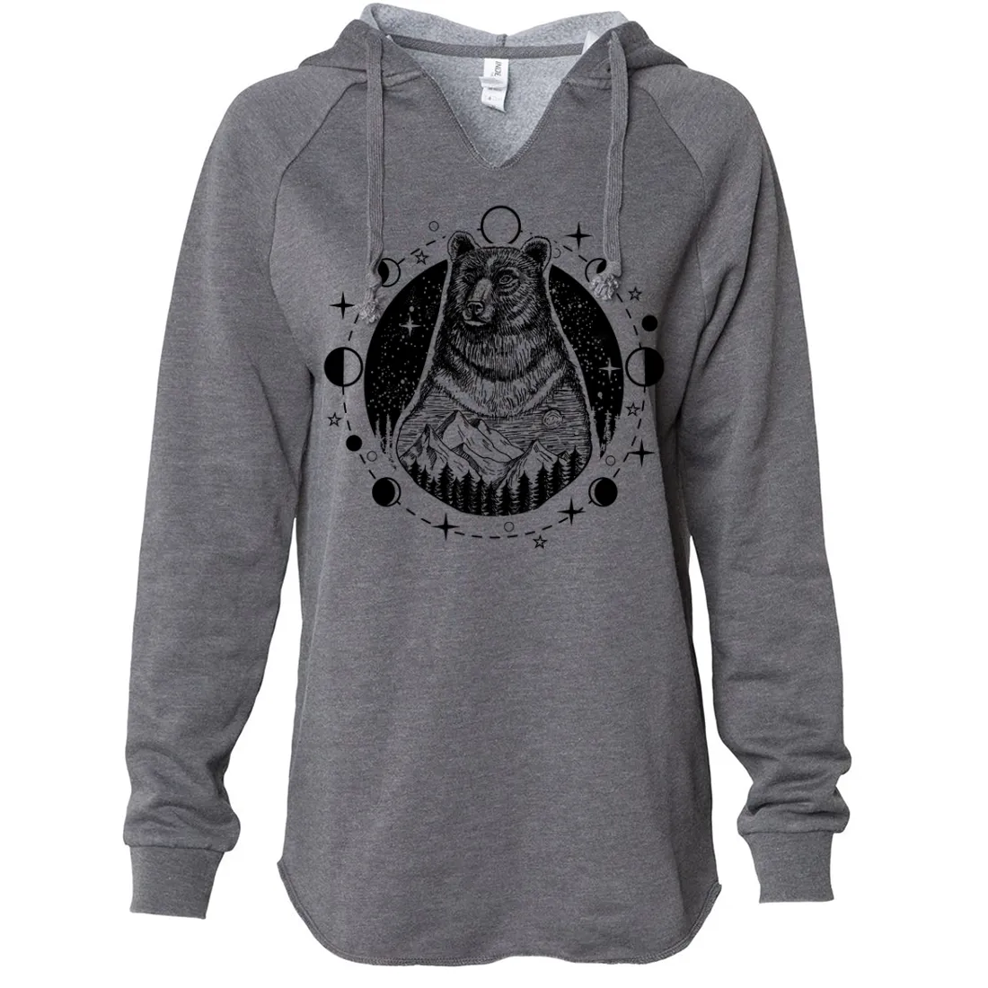 Psychic Moon Forest Grizzly Women's Soft Hooded Pullover