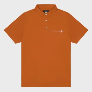 Raised by Coyotes Texas Orange Bootstitch Pocket Polo