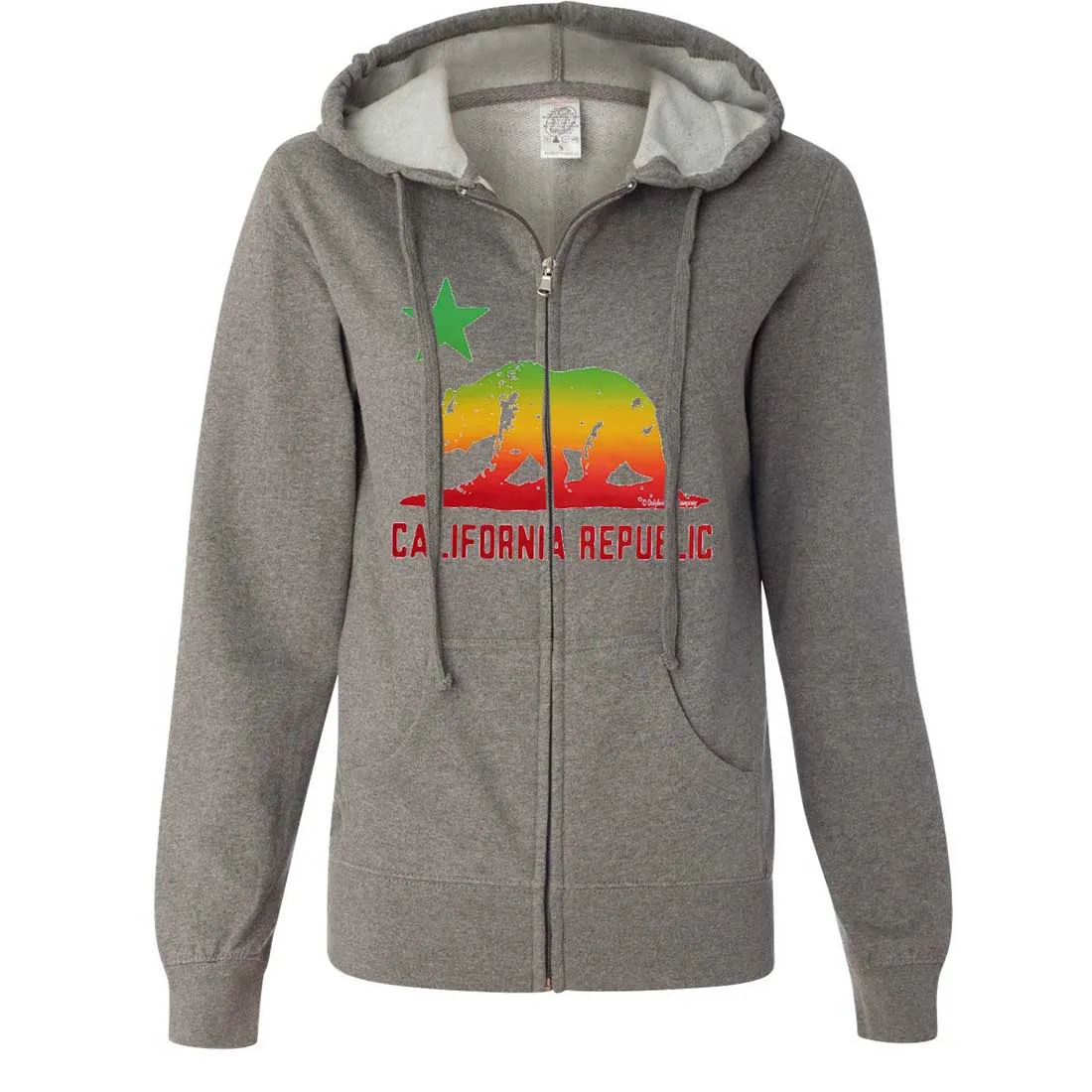 Rasta Bear Flag Silhouette Ladies Zip-Up Hoodie