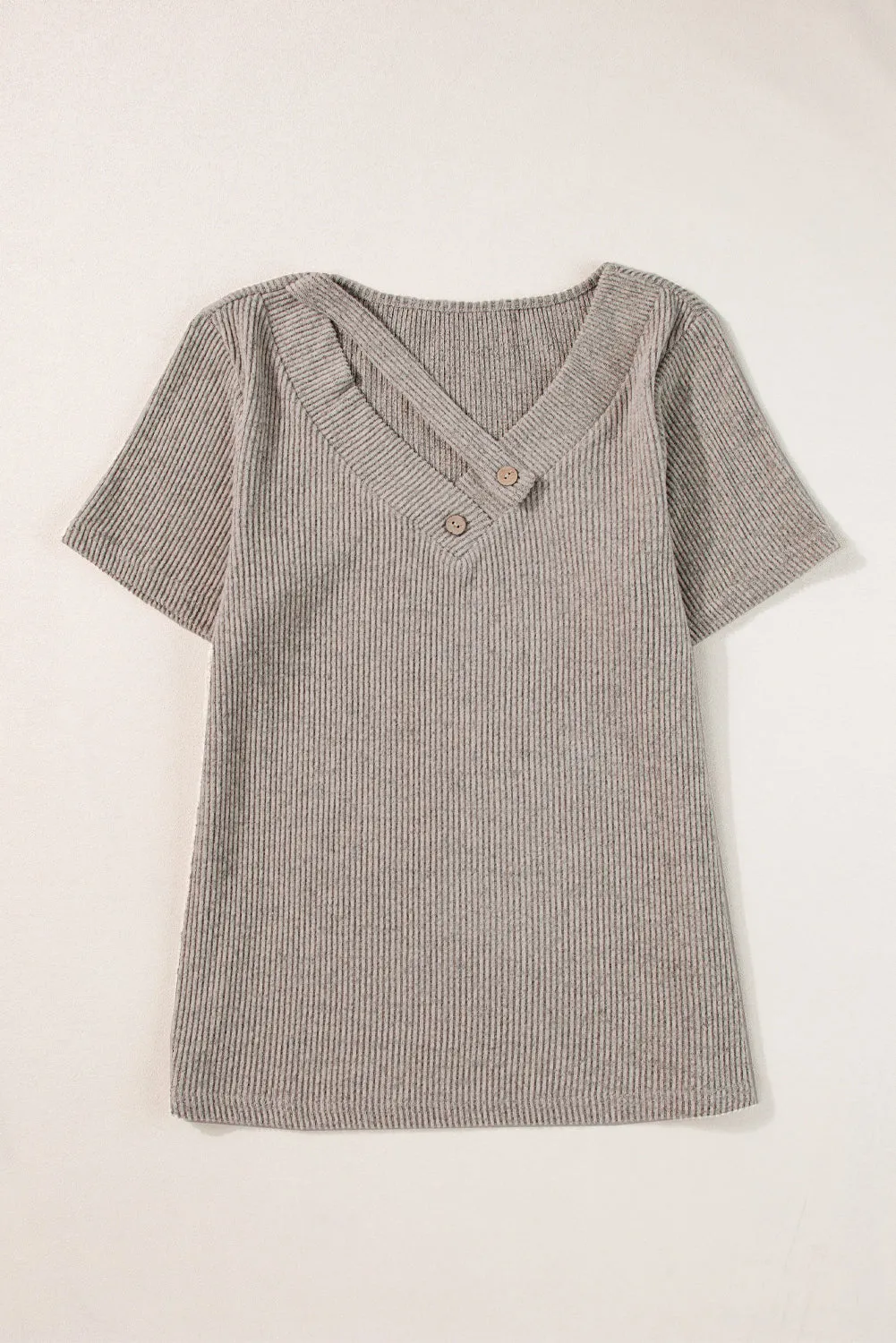 Ribbed Strappy V Neck Tee