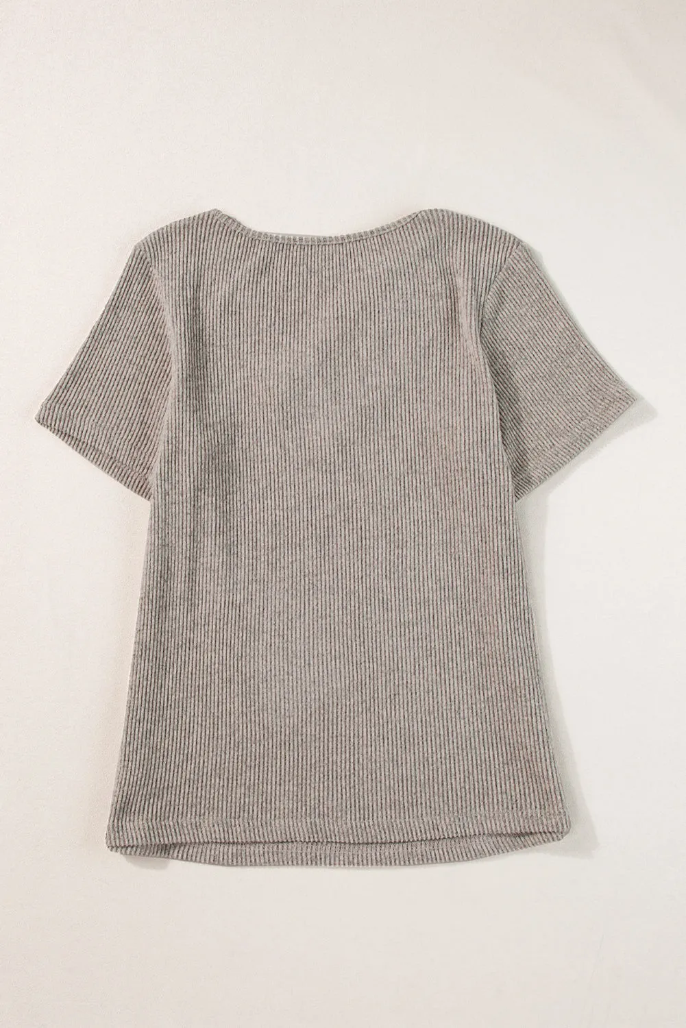 Ribbed Strappy V Neck Tee
