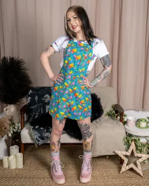 Run and Fly Rainbow Dinosaurs Pinafore Dress