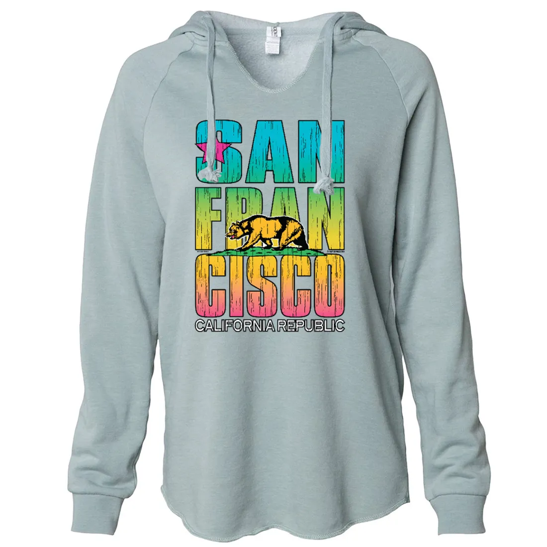 San Francisco California Neon Rainbow Women's Soft Hooded Pullover