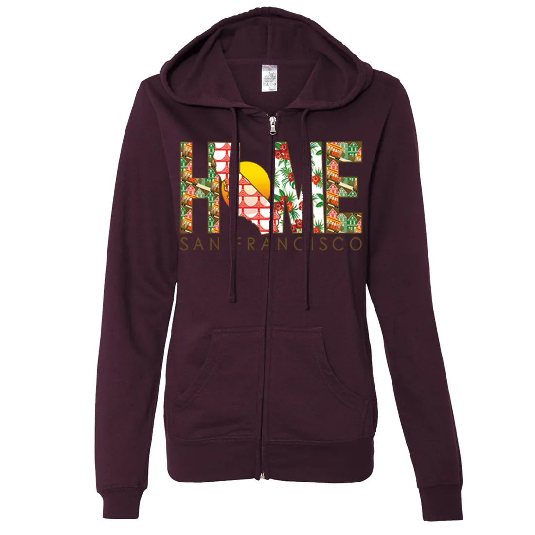 San Francisco Home Ladies Lightweight Fitted Zip-Up Hoodie