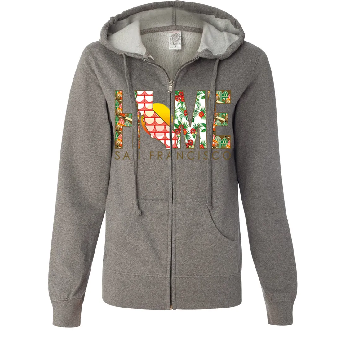 San Francisco Home Ladies Lightweight Fitted Zip-Up Hoodie