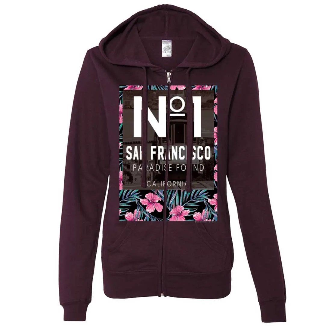San Francisco No. 1 Paradise Found California Ladies Fitted Zip-Up Hoodie