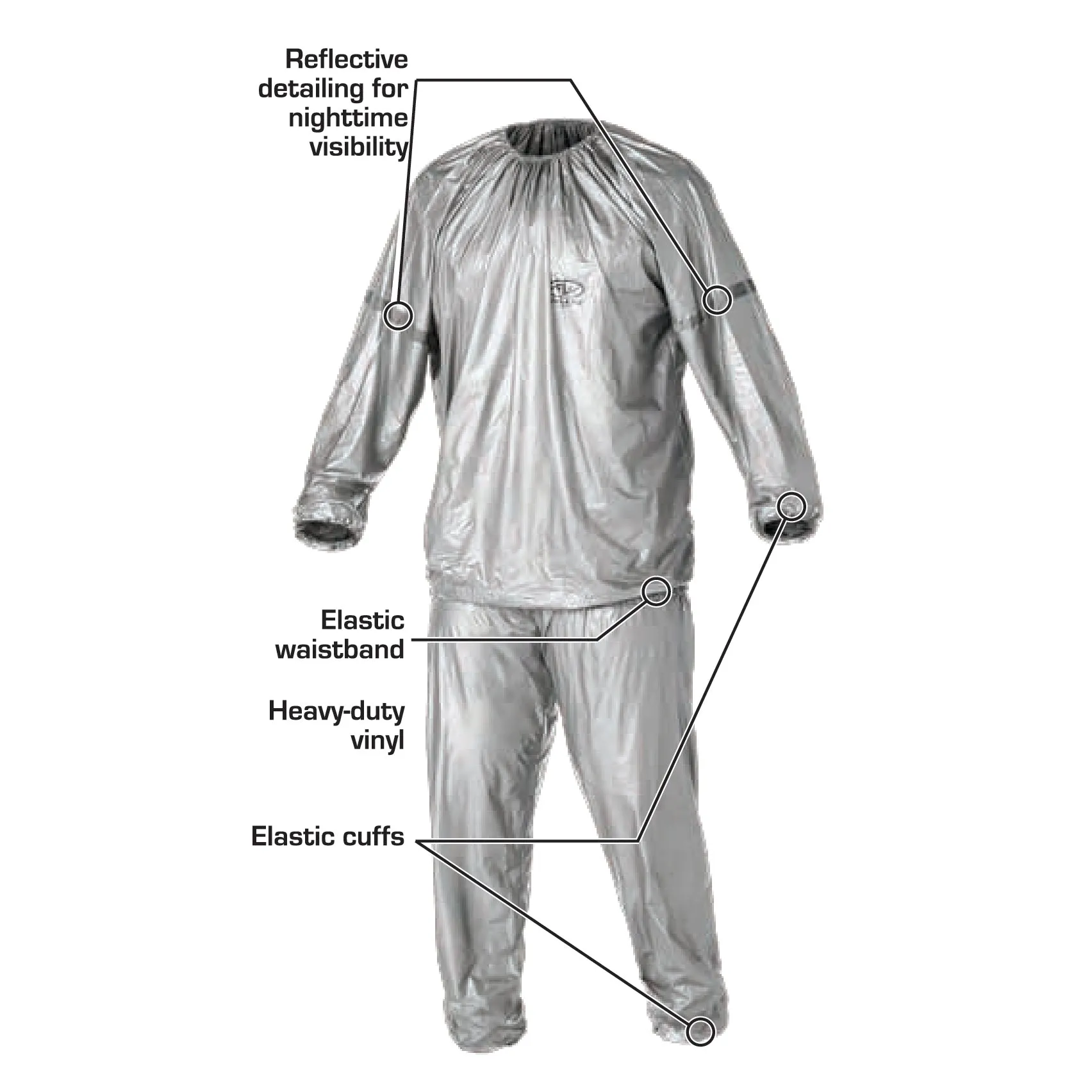 Sauna Suit Reflective Detailing on Sleeves, PVC, Promotes Weight Loss